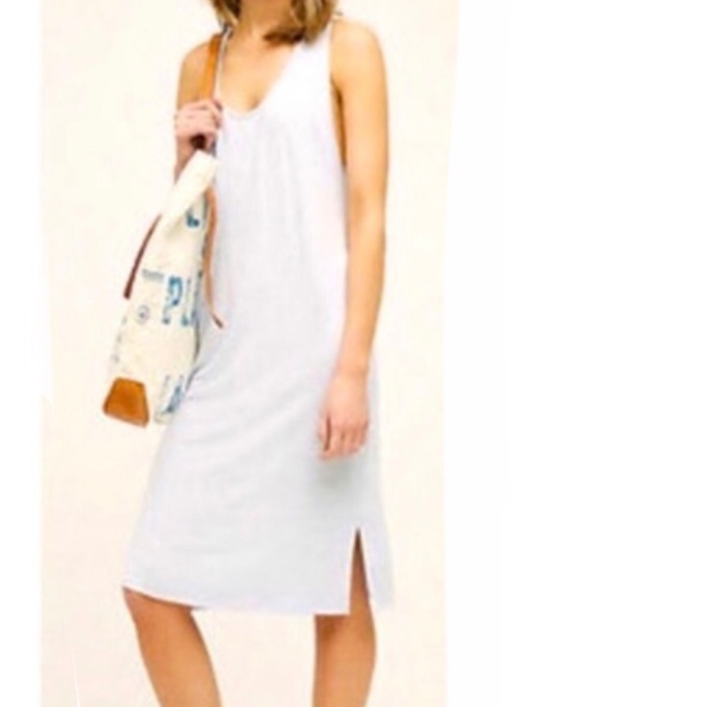 Anthropologie White Sleeveless Midi Tank Dress
